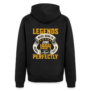 30-jähriges Jubiläum Juni Jahrgang 1994 - Unisex Premium Bio Zip Hoodie - Schwarz - Hinten - Nico (187cm)