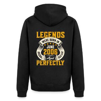 18th Anniversary June Vintage 2006 - Unisex Premium Organic Zip Hoodie - black - Back - Nico (187cm)