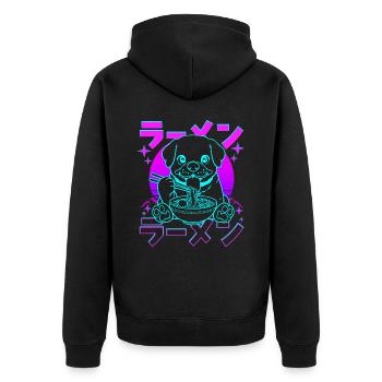 Retro Kawaii Ramen Dog Rottweiler - Unisex Premium Organic Zip Hoodie - black - Back - Nico (187cm)