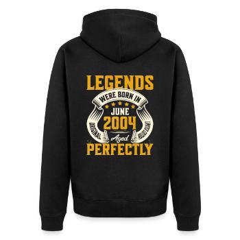 20eme Anniversaire Juin Millésime 2004 - Veste à capuche bio Premium Unisexe - noir - Dos - Nico (187cm)