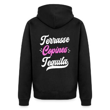 Soirée Femme Terrasse Copines Tequila - Veste à capuche bio Premium Unisexe - noir - Dos - Nico (187cm)