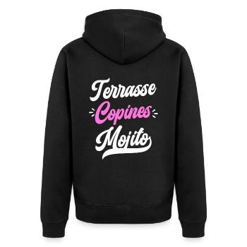 Soirée Femme Terrasse Copines Mojito - Veste à capuche bio Premium Unisexe - noir - Dos - Nico (187cm)