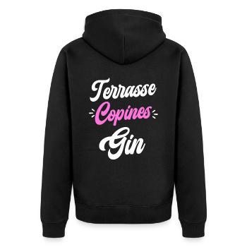 Soirée Amie Femme Terrasse Copines Gin - Veste à capuche bio Premium Unisexe - noir - Dos - Nico (187cm)