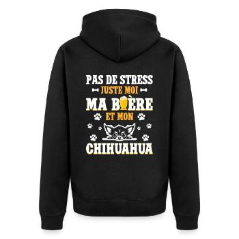 Humour Apéro Bière Papa Chien Chihuahua - Veste à capuche bio Premium Unisexe - noir - Dos - Nico (187cm)
