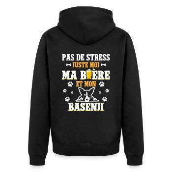 Humour Apéro Bière Papa Chien Basenji - Veste à capuche bio Premium Unisexe - noir - Dos - Nico (187cm)