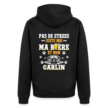 Humour Apéro Bière Papa Chien Carlin - Veste à capuche bio Premium Unisexe - noir - Dos - Nico (187cm)