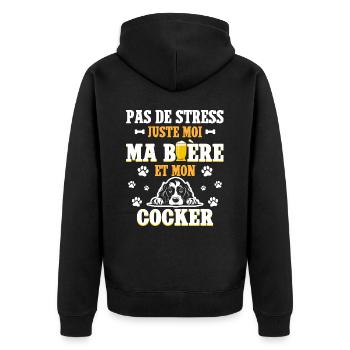 Humour Apéro Bière Papa Chien Cocker - Veste à capuche bio Premium Unisexe - noir - Dos - Nico (187cm)