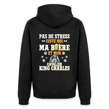 Bière Papa Chien Cavalier King Charles - Veste à capuche bio Premium Unisexe - noir - Dos - Nico (187cm)