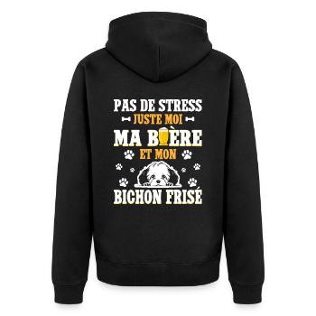 Humour Bière Papa Chien Bichon Frisé - Veste à capuche bio Premium Unisexe - noir - Dos - Nico (187cm)