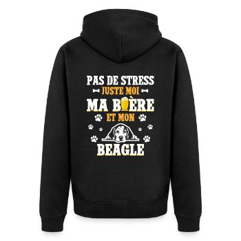 Humour Apéro Bière Papa Chien Beagle - Veste à capuche bio Premium Unisexe - noir - Dos - Nico (187cm)