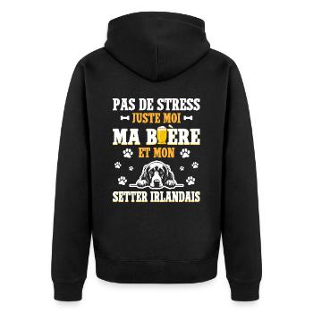 Bière Papa Chien Setter Irlandais - Veste à capuche bio Premium Unisexe - noir - Dos - Nico (187cm)