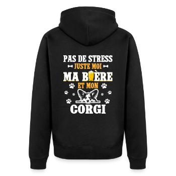 Humour Apéro Bière Papa Chien Corgi - Veste à capuche bio Premium Unisexe - noir - Dos - Nico (187cm)