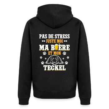 Humour Apéro Bière Papa Chien Teckel - Veste à capuche bio Premium Unisexe - noir - Dos - Nico (187cm)
