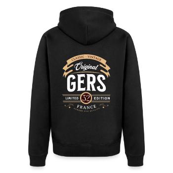 Vintage Gers Département France - Veste à capuche bio Premium Unisexe - noir - Dos - Nico (187cm)