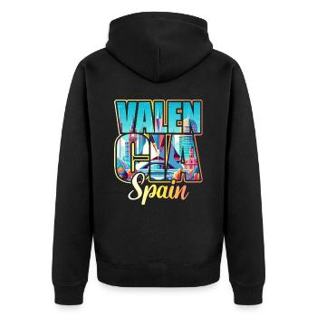 Travel Spain City Valencia - Unisex Premium Organic Zip Hoodie - black - Back - Nico (187cm)