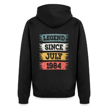 Legende 1984 40. Juli - Unisex Premium Bio Zip Hoodie - Schwarz - Hinten - Nico (187cm)