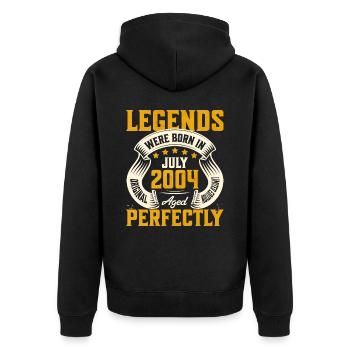 20eme Anniversaire Juillet Année 2004 - Veste à capuche bio Premium Unisexe - noir - Dos - Nico (187cm)