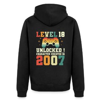Level 18 Birthday Gamer 18 Years Old - Unisex Premium Organic Zip Hoodie - black - Back - Nico (187cm)