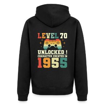 Level 70 Anniversary Gamer 70 Years - Unisex Premium Organic Zip Hoodie - black - Back - Nico (187cm)