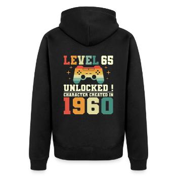 Level 65 Anniversary Gamer 65 Years - Unisex Premium Organic Zip Hoodie - black - Back - Nico (187cm)