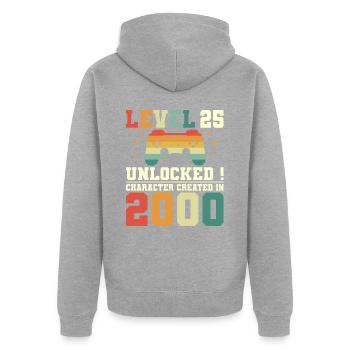Niveau 25 Anniversaire Gamer 25 Ans - Veste à capuche bio Premium Unisexe - gris chiné - Dos - Nico (187cm)