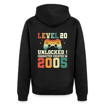 Level 20 Anniversary Gamer 20 Years - Unisex Premium Organic Zip Hoodie - black - Back - Nico (187cm)