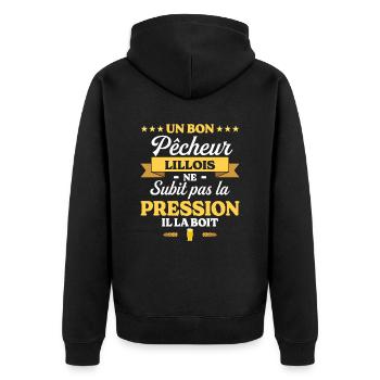 Pêcheur Lillois Lille Humour Pêche - Veste à capuche bio Premium Unisexe - noir - Dos - Nico (187cm)