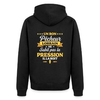 Pêcheur Lorrain Lorraine Humour Pêche - Veste à capuche bio Premium Unisexe - noir - Dos - Nico (187cm)