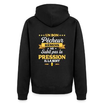 Pêcheur Rémois Reims Humour Pêche - Veste à capuche bio Premium Unisexe - noir - Dos - Nico (187cm)
