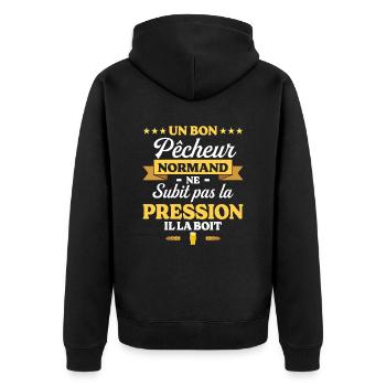 Pêcheur Normand Normandie Humour Pêche - Veste à capuche bio Premium Unisexe - noir - Dos - Nico (187cm)