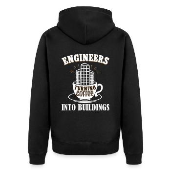 Humour Café Civil Engineering - Unisex Premium Organic Zip Hoodie - black - Back - Nico (187cm)