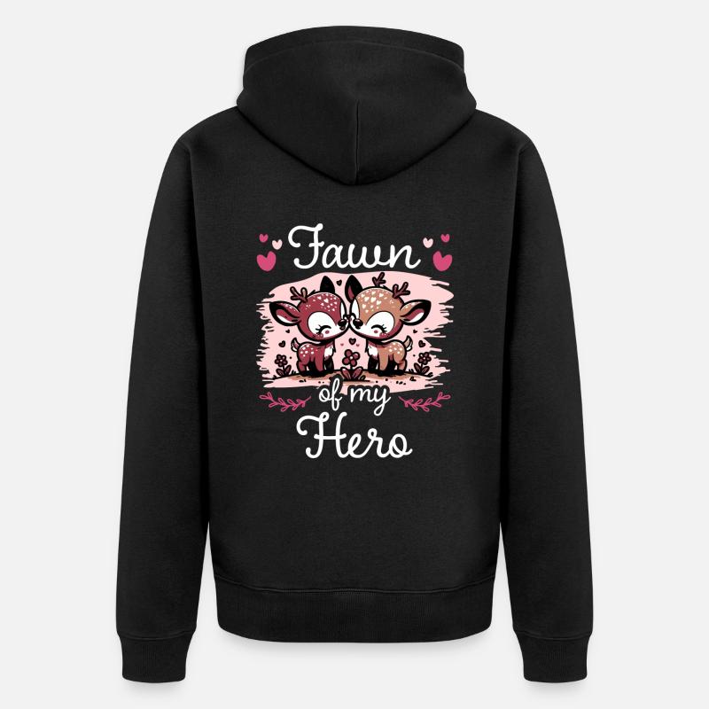 Faon Amour Idée Romantique Couple - Veste à capuche bio Premium Unisexe - noir