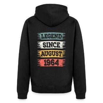 Legend 1964 August 60th Anniversary - Unisex Premium Organic Zip Hoodie - black - Back - Nico (187cm)
