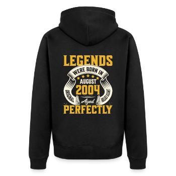20eme Anniversaire Aout Année 2004 - Veste à capuche bio Premium Unisexe - noir - Dos - Nico (187cm)