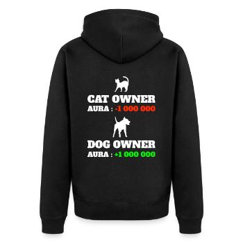 Punkte: Aura, Humor, Meme, Aura, Hund - Unisex Premium Bio Zip Hoodie - Schwarz - Hinten - Nico (187cm)