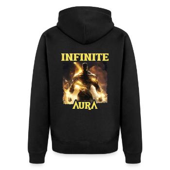Aura Infinie Punkte Humor Meme Aura - Unisex Premium Bio Zip Hoodie - Schwarz - Hinten - Nico (187cm)