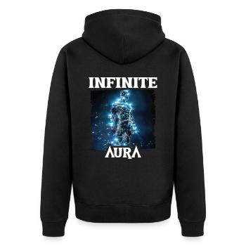 Aura Infinie Punkte Humor Meme Aura - Unisex Premium Bio Zip Hoodie - Schwarz - Hinten - Nico (187cm)
