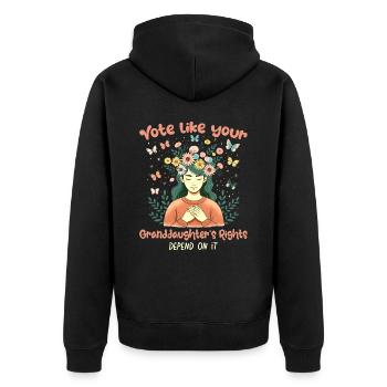Grandma Feminism Little Girl Granny - Unisex Premium Organic Zip Hoodie - black - Back - Nico (187cm)
