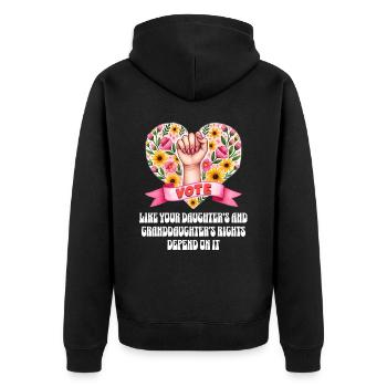 Oma Feminismus Tochter Kleines Mädchen Oma - Unisex Premium Bio Zip Hoodie - Schwarz - Hinten - Nico (187cm)
