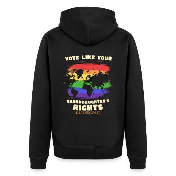 Grandma Feminism Little Girl Granny - Unisex Premium Organic Zip Hoodie - black - Back - Nico (187cm)