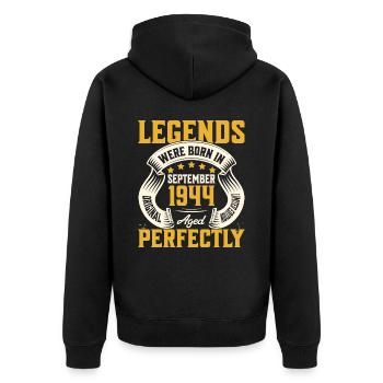 80. Jahrestag September Jahr 1944 - Unisex Premium Bio Zip Hoodie - Schwarz - Hinten - Nico (187cm)