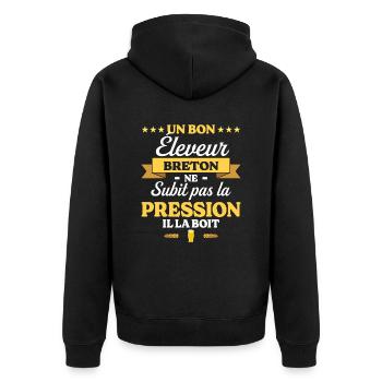 Éleveur Breton Bretagne Éleveur - Veste à capuche bio Premium Unisexe - noir - Dos - Nico (187cm)