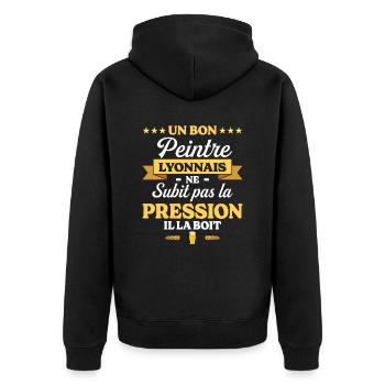 Peintre Lyonnais Lyon Humour Peintre - Veste à capuche bio Premium Unisexe - noir - Dos - Nico (187cm)