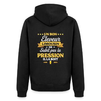 Éleveur Limousin Humour Éleveur - Veste à capuche bio Premium Unisexe - noir - Dos - Nico (187cm)