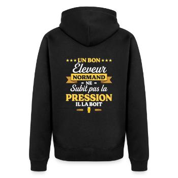 Éleveur Normand Normandie Éleveur - Veste à capuche bio Premium Unisexe - noir - Dos - Nico (187cm)