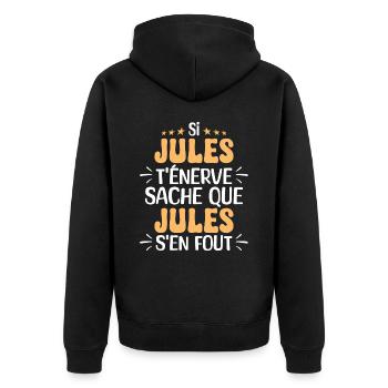 Nom Humour Prénom Personnalisé Jules - Veste à capuche bio Premium Unisexe - noir - Dos - Nico (187cm)