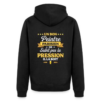 Peintre Parisien Paris Humour Peintre - Veste à capuche bio Premium Unisexe - noir - Dos - Nico (187cm)