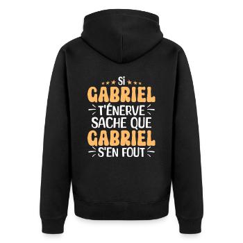 Nom Humour Prénom Personnalisé Gabriel - Veste à capuche bio Premium Unisexe - noir - Dos - Nico (187cm)