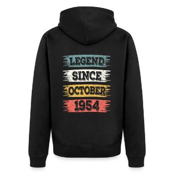 Legend 1954 October 70 Years Anniversary - Unisex Premium Organic Zip Hoodie - black - Back - Nico (187cm)
