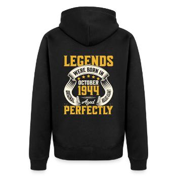 80. Jahrestag Oktober Jahr 1944 - Unisex Premium Bio Zip Hoodie - Schwarz - Hinten - Nico (187cm)